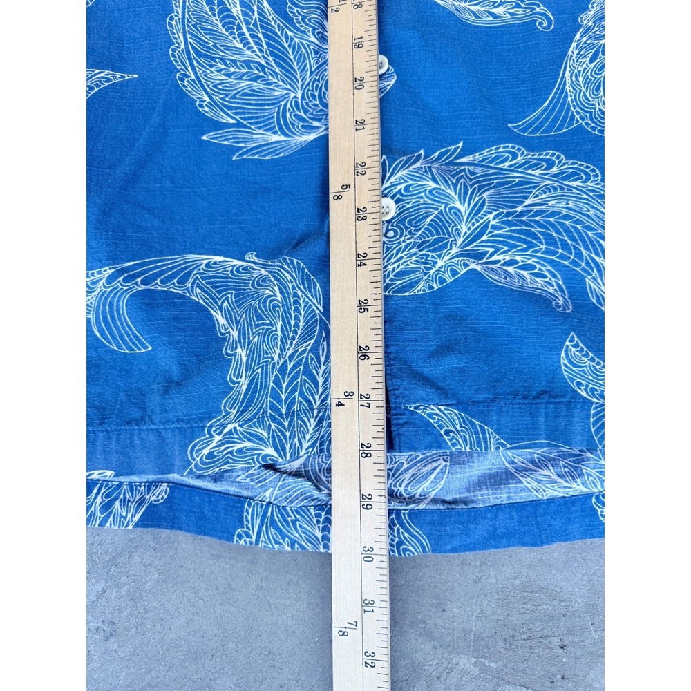Mens Sz XL Quiksilver Waterman Collection Short Sleeve Blue Shirt Koi Fish Desig - Picture 4 of 5